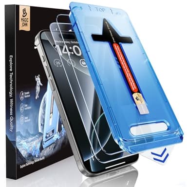 MAGIC JOHN 2 Pack for iPhone 16 Pro Max 6.9 inch Tempered Glass Screen Protector, HD Clear, Bubble Free, Easy Installation, Auto Dust-Elimination - Image 1