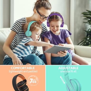 AILIHEN Kids Headphones Bulk 5-Pack for K-12 School Classroom, On-Ear Wired Headset with Microphone for Students Children with 93dB Volume Limited, 3.5mm Jack for Chromebooks Tablets Laptop Computer - Image 3