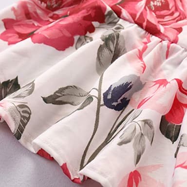 CARETOO Girls Clothes Outfits, Cute Baby Girl Floral Short Sleeve Pant Set Flower Ruffle Top - Image 6