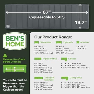BEN'SHOME® Couch Cushion Support for fix Sagging Seats - Heavy Duty Solid .5" Wood Sofa Support Board | Adjustable 58"-67" x 19.7" Under Cushion Insert | Non-Slip Furniture Saver | 400 LB Capacity - Image 2