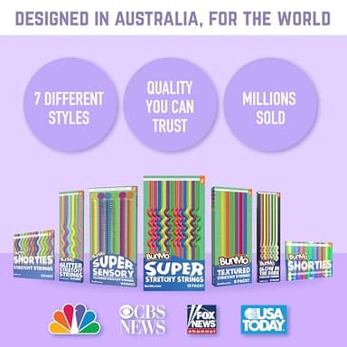 BUNMO Sensory Toys Stretchy Strings for Toddlers 3+ - Stimulating & Addictive Fidget Toys for Kids - Hours of Fun for Kids - Non-Mouthable Toy 3+ - Smooth 6 Pack - Image 6