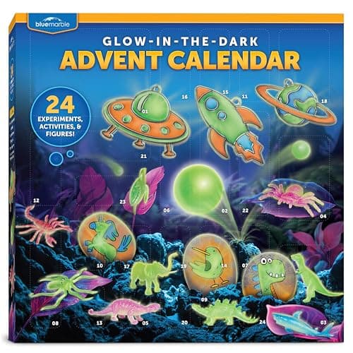 Blue Marble Glow In The Dark Advent Calendar 2025 – Christmas Countdown Calendar with 24 Science Activities, Experiments & Animal Figures | Fun & Educational Kids Advent Calendar - Image 1