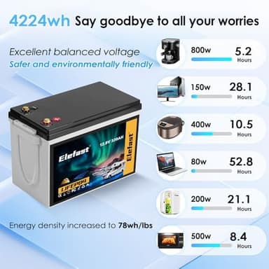 12V 330AH Lifepo4 Battery, Big Capacity Lithium RV Battery With Bluetooth and 200A BMS,Up to 8000 Deep Cycle.Perfect for RV,Solar Energy,Off-Grid System - Image 4
