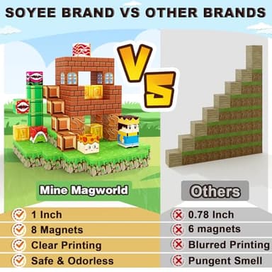 Magnetic Blocks Building Toys - Build Mine Magnet World Set Toddler Kids Sensory Toys for Boys & Girls Ages 3-5 5-7 8-12, 1'' Magnetic Cubes Game Classroom Must Haves Decor School Supplies - Image 2