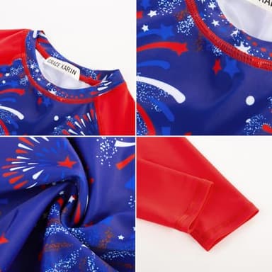 GRACE KARIN Girls Bathing Suit Size 6 Rash Guard Swimsuit for Girls Fashion Tankini 4th of July Swimwear Red - Image 5