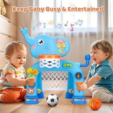 KIZZYEA Toys for 1 2 3 Years Old Boys Girls, Toddler Basketball Hoop & Soccer Goal, Montessori Toy, Interactive Musical Sports Toys with Light, Christmas Birthday Gifts for Baby Kids Age 12-18 Months - Image 3