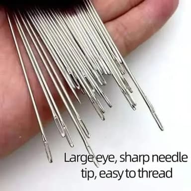 34PCS Big Eye Steel Needles Set, Stainless Steel Needle Hand Sharp Large Tool Cross Stitch Knitting Darning Yarn Long Thin Handmade Quilting Sewing Needles Kit for DIY Sewing Projects(2 * 36Set) - Image 7