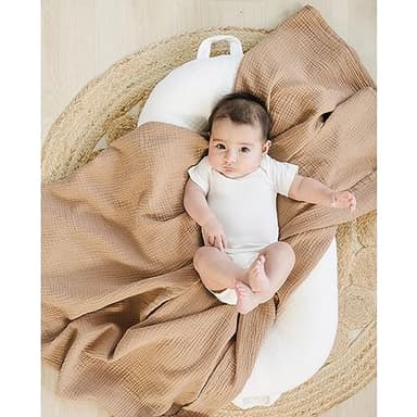 Konssy 3 Pack Muslin Swaddle Blankets for Unisex, Newborn Receiving Blanket, Large 47 x 47 inches, Soft Breathable Muslin Baby Swaddles for Boys & Girls - Image 3