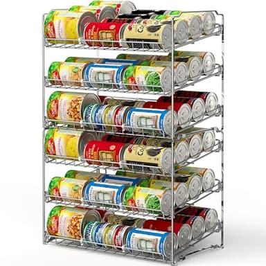 Simple Houseware Stackable Can Rack Organizer, 3-Tier Chrome-Finished Shelf – Holds Up to 36 Cans, 17" W x 11.5" D x 14" H – Pantry Cabinet Food Storage Dispenser - Image 4