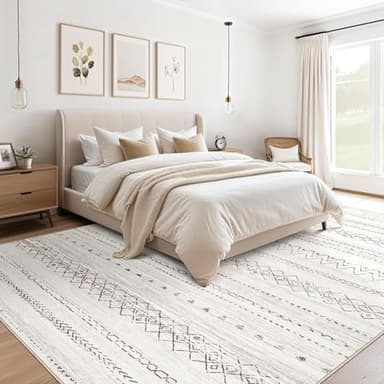 Large Living Room Area Rug 10x14: Soft Machine Washable Boho Moroccan Farmhouse Rugs for Bedroom Under Dining Table - Non-Slip Neutral Morden Indoor Floor Rug Carpet for Home Office Decor - Brown - Image 2