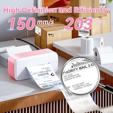Bluetooth Shipping Label Printer, 4x6 Thermal Label Printer for Shipping Packages & Small Business, Compatible with IOS, Android, Windows and Mac, Widely Used for Ebay, Shopify, Amazon, Etsy (Pink) - Image 3