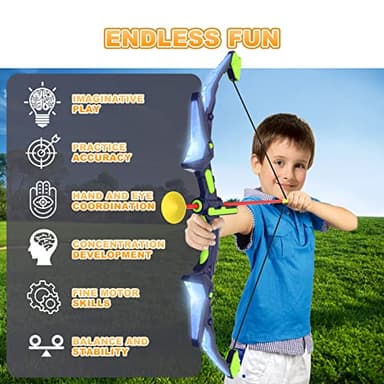Kmuxilal 2 Pack Kids Bow and Arrow Set with LED Flash Lights, 14 Suction Cup Arrows and Fluorescence Standing Target-Perfect Indoor and Outdoor Game Archery Set Toy Gift for 4 5 6 7 8-12 Year Old Boys - Image 4