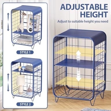 APEXCHASER Cute Nightstand,Metal Side Table,3-Tier Modern End Table with Storage Shelf, Unique Side Tables, Cute Coffee Table for Living Room, Small Table for Bedroom,Navy Blue - Image 4