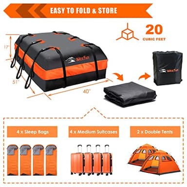 MeeFar Car Roof Bag XBEEK Rooftop top Cargo Carrier Bag 20 Cubic feet Waterproof for All Cars with/Without Rack, Includes Anti-Slip Mat, 10 Reinforced Straps, 6 Door Hooks, Luggage Lock - Image 6