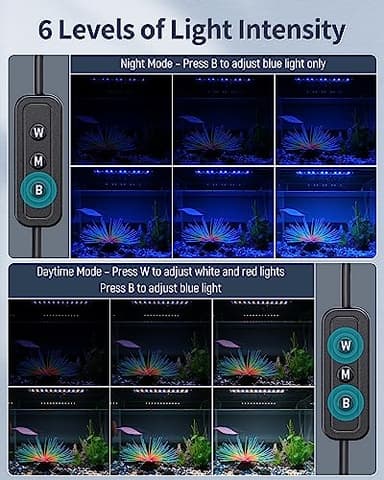 Pawfly 11W Aquarium LED Light for 12 to 18 Inch Fish Tanks Extendable Fish Tank Light with Full Spectrum Brilliant White Blue Red Lights with Daytime & Night Modes and Adjustable Brightness - Image 5