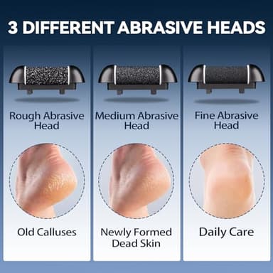 Wea&Hea Electric Callus Remover for Feet with 3 Roller Heads 2 Speed Rechargeable Waterproof Professional Pedicure Kit 17 in 1 Foot File Tools Perfect for Dead Hard Cracked Dry Skin - Image 3