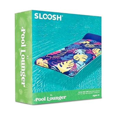 SLOOSH Inflatable Pool Floats Raft - XL Fabric Covered Pool Mat Lounger Floaties for Adults, Ultra Comfort Inflatable Water Float with Headrest for Beach Lake Swimming Pool Floating 68"X34" (Blue) - Image 9