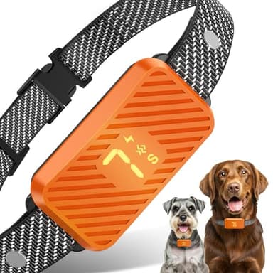 KJKZO Dog Bark Collar for Large Medium Small Dogs, Effective No-Bark Collar, Smart Barking Collar, Rechargeable Bark Collar with 7-Level Sensitivity, 3 Beep & Vibration Modes, Waterproof, Orange - Image 1