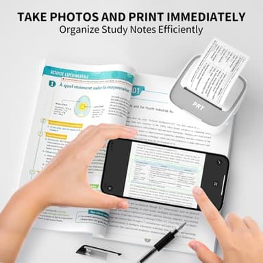 PRT Mini Sticker Printer, Portable Thermal Printer with 1 Roll Sticker Paper, Inkless Sticker Maker, Bluetooth Label Printer for Study Notes,Lists,Pictures,DIY Creations Small Printers for Home Use - Image 2