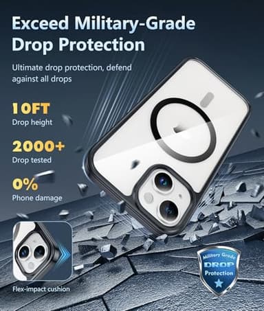 FNTCASE for iPhone 14 Plus Case Clear Phone Case Protective Cover for iPhone 14plus | Magnetic, Shockproof, Military Grade, Drop Protection, Anti-Yellowing, Anti-Slip, Slim, Lightweight (B-Black) - Image 4