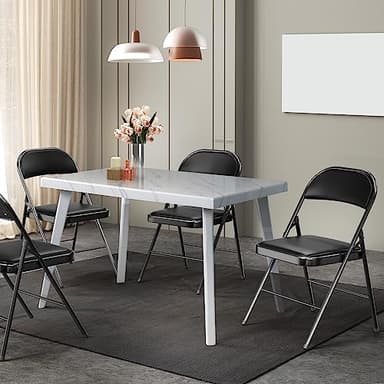 VINGLI 4 Pack Folding Chairs with Padded Seats, Metal Frame with Pu Leather Seat & Back, Capacity 350 lbs, Set of 4, Black - Image 9