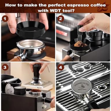 WDT Tools Espresso Puck Screen, 58mm Espresso Accessories Kit - 150μm Puck Screen Set, 0.25mm 316 Stainless Steel 8 Needles Coffee Distribution Stirrer, 58mm Portafilter Dosing Ring for Barista Black - Image 3