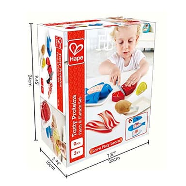 Hape Tasty Proteins Set | Wooden Pretend Play Food Set for Kids, Basic Play Cooking Ingredients and Accessories Set, Multicolor - Image 6