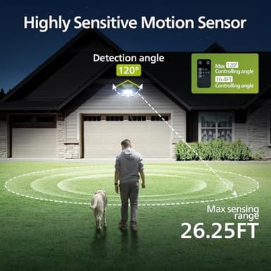 Philips Solar Security Light Outdoor LED 6500K, Solar-Powered Flood Light w/PIR Motion Sensor, Remote Control w/16ft Cable, IP65 Waterproof, 3 Modes (2) - Image 5