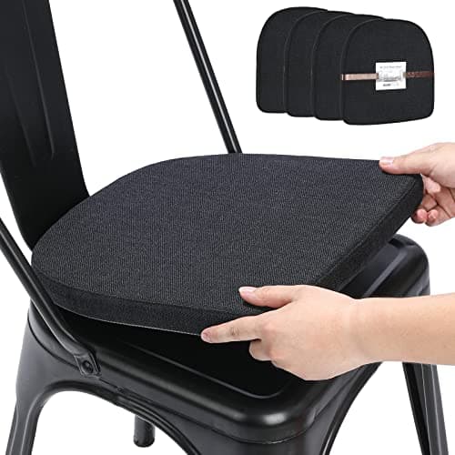 BUYUE Friendly Woven Fabric 14x14 Magnetic Cushions for Metal Chair Set of 4, Enhanced Anti-Slip Seat Pads for Dining Kitchen Café Stackable Chairs (U-Shape, Black, 4 Counts) - Image 1