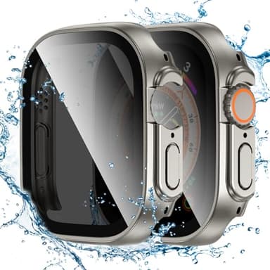 Tensea for Waterproof Apple Watch Screen Protector Case Ultra 3/Ultra 2/Ultra 49mm Accessories, iWatch Protective Face Cover with Tempered Glass Film Women Men, Bumper Case for iPhone Watch 49 mm - Image 1