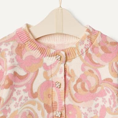 Amazon Essentials x Sofia Grainge Toddler Girls' Lightweight Cardigan Sweater, Peach Craft Floral, 4T - Image 5