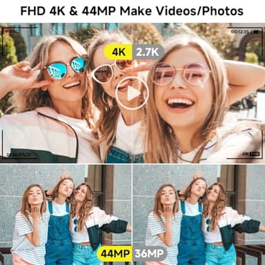 Digital Camera, FHD 4K Digital Camera with 64GB SD Card, 44MP Digital Point and Shoot Camera, 16X Digital Zoom, Anti Shake, 3-LED Fill Lights, Compact Camera for Kids Teen Boys Girls, Blue - Image 2