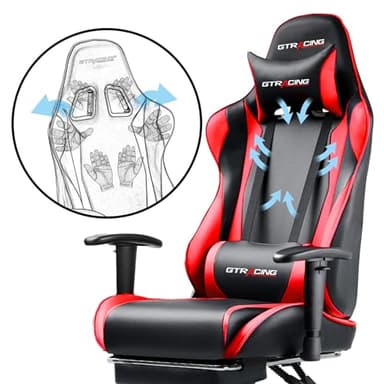 GTRACING Gaming Chair with Footrest, Ergonomic Computer Game Desk Chair, Reclining Gamer Chair Seat Height Adjustment, Swivel Rocker with Headrest and Lumbar (Brickred) - Image 5