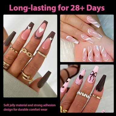 UNA GELLA Long Coffin Nail Tips, 504pcs Pre-Shape Fake Nails Half Matte Full Cover Acrylic Gel Nail Tips Clear Long Coffin Press On Nails Home DIY Extension 12 Sizes Gelly Tips - Image 2