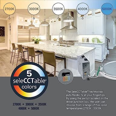 HALO HLB Recessed Lighting 6 Inch LED Thin Canless, Dimmable w/Selectable Color Temperatures, 6-Pack -HLB6099FS1EMWR-6PK - Image 5