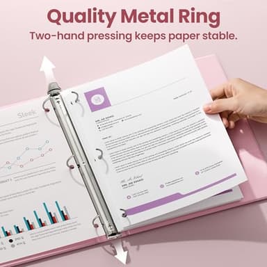 SUNEE 3 Ring Binder 1 Inch 4 Pack, Clear View 1" Binders Three Ring PVC-Free (Fit 8.5x11 Inches) for School or Office Supplies, Assorted Pastel - Image 2