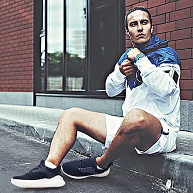 Akk Mens Memory Foam Running Shoes - Ultra Lightweight Slip on Walking Tennis Workout Shoes Breathable Mesh Casual Fashion Sneakers Navy Blue Size 11 - Image 2