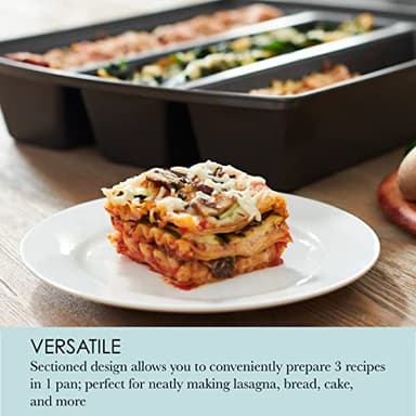 Chicago Metallic Professional Lasagna Trio Pan, Perfect for loaf breads, cakes and more 12.5 by 16 by 3 inches, Silver - Image 4