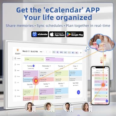 21.5 Inch Digital Calendar, Electronic Chore Chart, Smart Weekly and Monthly Planner 1920 * 1080P IPS Touchscreen Wall and Desk Calendar for Family Schedules, White - Image 3