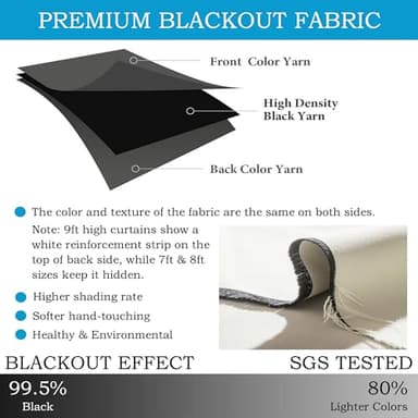 Blackout Room Divider Curtain for Bedroom Privacy Protection Thermal Insulated Extra Wide Space Partition Curtains for Home & Commercial Use, 12.5ft W x 9ft L, Black, 1 Panel - Image 4