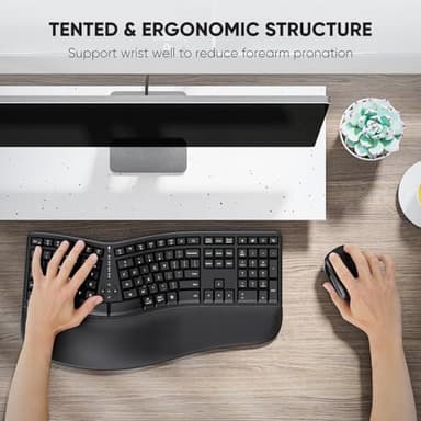 MEETION Ergonomic Wireless Keyboard and Mouse, Ergo Keyboard with Vertical Mouse, Split Curved Keyboard with Wrist Rest, Natural Typing Rechargeable Full Size, Windows/Mac/Computer/Laptop, Large Size - Image 6