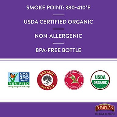 Pompeian USDA Organic Robust Extra Virgin Olive Oil, Contains Polyphenols, First Cold Pressed, Full-Bodied Flavor, Perfect for Salad Dressings & Marinades, 16 FL. OZ - Image 5
