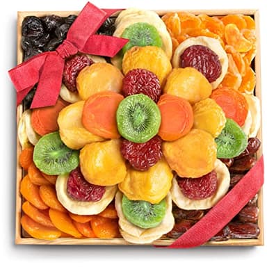 A Gift Inside Sweet Bloom Dried Fruit Deluxe Tray Basket Arrangement for Holiday Birthday Healthy Snack Business Kosher - Image 1