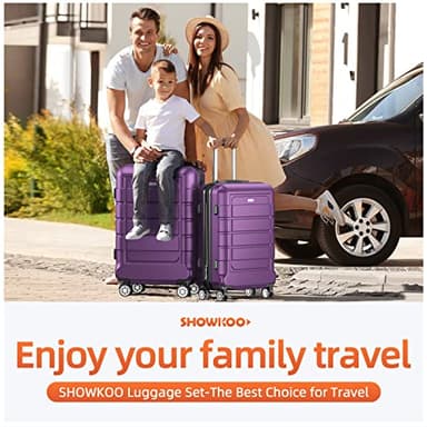 SHOWKOO Luggage Sets Expandable PC+ABS Durable Suitcase Sets Double Wheels TSA Lock 4 Piece Luggage Set Purple - Image 2