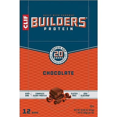 CLIF BUILDERS Protein Bars - Chocolate Flavor - 20g Plant Based Protein - Gluten Free - Non-GMO - Low Glycemic - No Artificial Sweeteners - 2.4 oz. (12 Pack) - Image 16