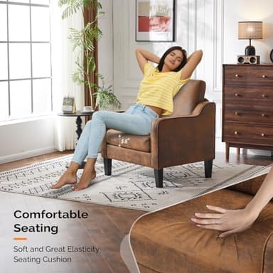 VINGLI Accent Chair for Living Room Chairs Rustic Reading Chair for Bedroom Scooped Arm Chair Mid Century Modern Accent Chairs Upholstered Comfy Chair for Apartment, Waiting Room - Image 5