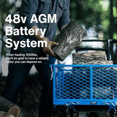 Landworks AGM Electric Utility Cart - 500W Lead-Acid Battery-Powered Power Wagon, 500 lbs Load Capacity & 1000 lbs Towing, Heavy-Duty Motorized for Garage, Warehouse, and Outdoor Use - Image 3