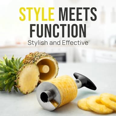 Zulay Kitchen Stainless Steel Pineapple Corer & Slicer – Heavy-Duty Pineapple Cutter with Reinforced Blade & Eye Removal Tool – Effortless Pineapple Core Remover & Slicer - Black - Image 2