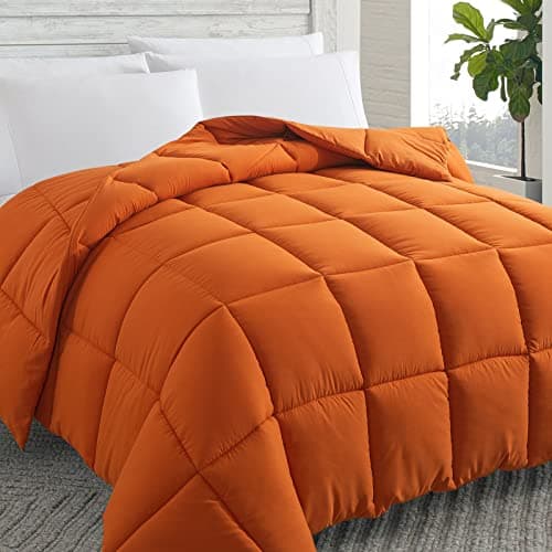 Cosybay Down Alternative Comforter (Burnt Orange, Twin) - All Season Soft Quilted Twin Size Bed Comforter - Duvet Insert with Corner Tabs - Winter Summer Warm Fluffy, 64x88 inches - Image 1