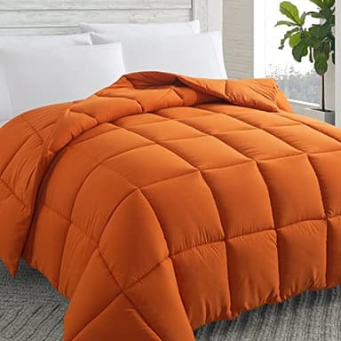 Cosybay Down Alternative Comforter (Burnt Orange, Twin) - All Season Soft Quilted Twin Size Bed Comforter - Duvet Insert with Corner Tabs - Winter Summer Warm Fluffy, 64x88 inches - Image 1